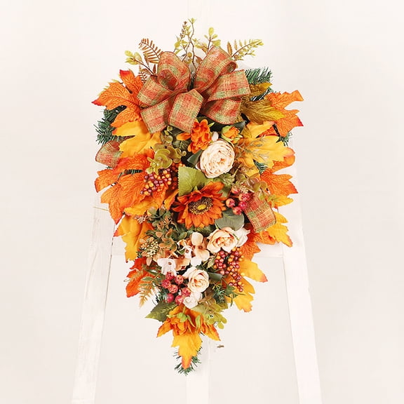 Hwkond Artificial Flowers for Outdoors Thanksgiving Decorative Pendant Fall Simulation Flower Peony Sunflower Upside Down Tree