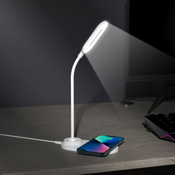 Back to School Under $10, LED Desk Lamp Touching Control Desk Lamp With Wireless Charging &3 Color Modes Eye-Caring Office Lamp Gooseneck Table Lamp Clearance Sale