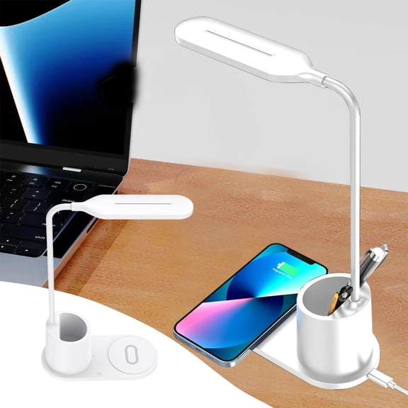 Back to School supplies, LED Smart Desk Lamp, 15W Wireless Charging, With Pen Holder, Student Eye Protection Study Lamp, Suitable For Office, Bedroom, Dorm Clearance Sale
