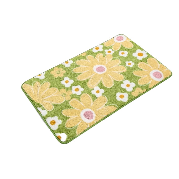 Hwkond Bath Mats for Bathroom, Bathroom Absorbent Foot Mat Bedroom Door Mat, Non Slip Mat Bath Rugs Microfiber Inkjet Printing, 23.6x15.7x0.79in,Yellow