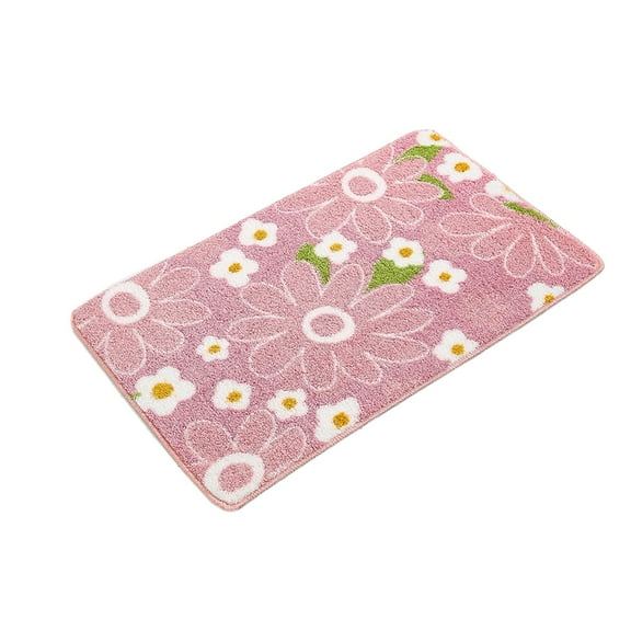 Hwkond Bath Mats for Bathroom, Bathroom Absorbent Foot Mat Bedroom Door Mat, Non Slip Mat Bath Rugs Microfiber Inkjet Printing, 23.6x15.7x0.79in,Pink