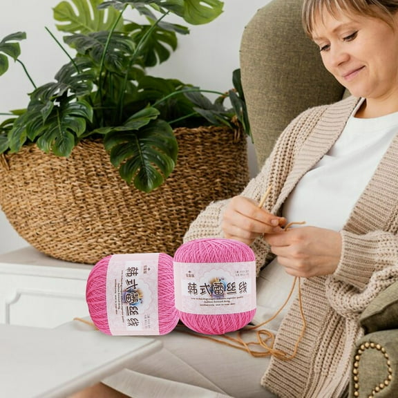 Hwkond Blanket Yarn Clearance Lace Thread DIY Woven Mercerized kid Fine Thread Crochet Yarn,(Rose Pink)