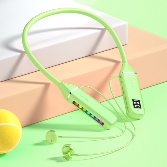 Hwkond Bluetooth Earbuds Hanging Neck Bluetooth Earphones With Live RGB Dazzling Lights, LED Digital Display, Ultra Long Standby Sports Earphones 25% Off Promotion