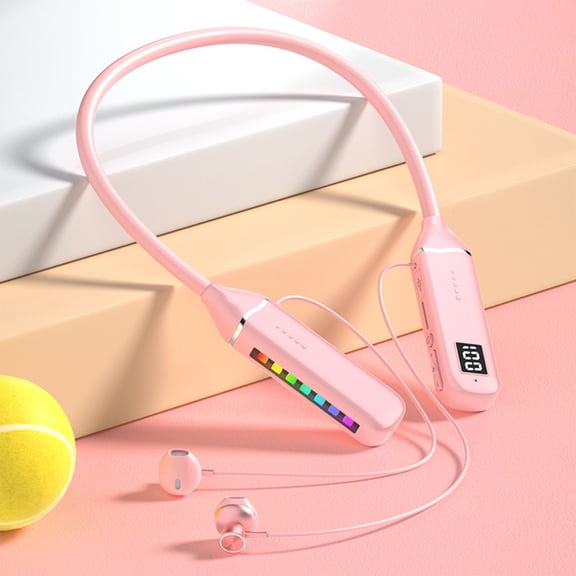 Hwkond Bluetooth Earbuds Hanging Neck Bluetooth Earphones With Live RGB Dazzling Lights, LED Digital Display, Ultra Long Standby Sports Earphones 25% Off Promotion
