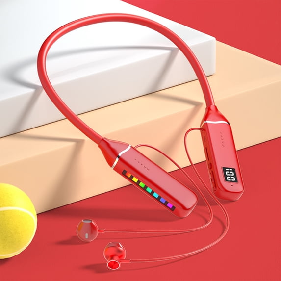 Hwkond Bluetooth Earbuds Hanging Neck Bluetooth Earphones With Live RGB Dazzling Lights, LED Digital Display, Ultra Long Standby Sports Earphones 25% Off Promotion