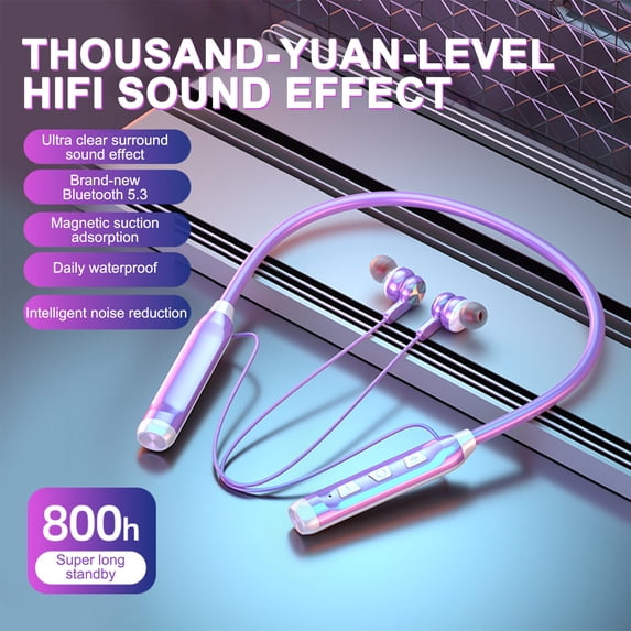 Hwkond Bluetooth Headphones Around The Neck Wireless Bluetooth Headset Plug-in Sports Running Gaming Oversized Battery