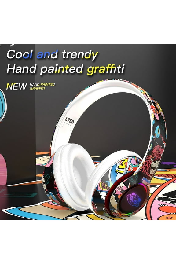 Hwkond Bluetooth Headphones Wireless Bluetooth Cool Graffiti LED Illuminated Gaming Headset For Kids Teens Adults Headphones With Built-in Microphone IOS And Android Promotion for 25% Off