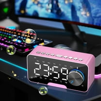Hwkond Bluetooth Speakers Mirror Clock Bluetooth Speaker Desktop HIFI Card Insert Knob Alarm Clock Audio On Clearance