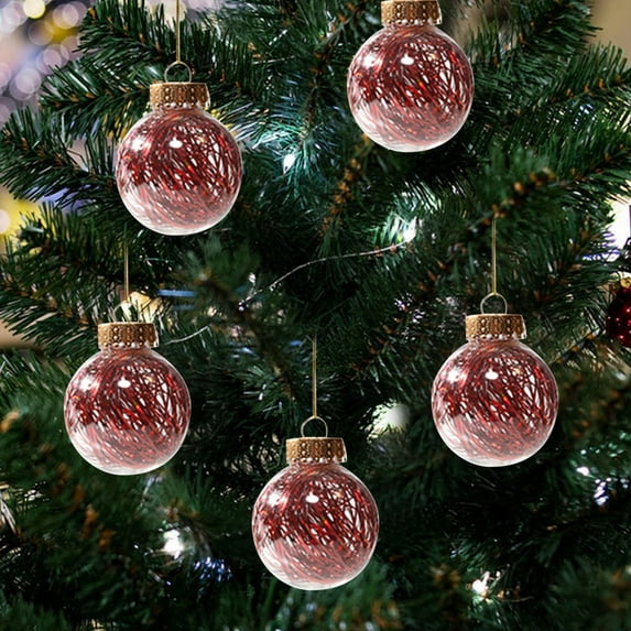 Hwkond Christmas Ball Ornaments 12.36in/4pc New Christmas Balls Transparent PET Silk Grass Decoration Christmas Tree Ornament Pendant Props 4PCS,Red