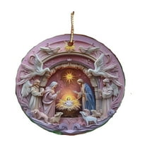 Hwkond Christmas Decorations for Home Christmas Stereoscopic Vision Birth Blessing Pendant Birth Acrylic Car Hanging Ornaments