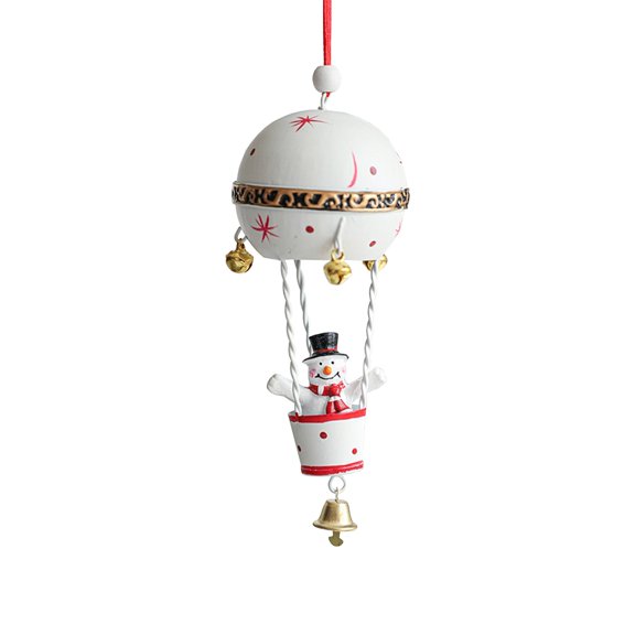 Hwkond Christmas Hanging Decorations Christmas Iron Painted Hot Balloons Christmas Tree Deer Snowman Father Christmas Decoration Small Pendant(White,2.16x6.1in)
