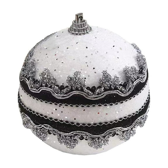 Hwkond Christmas Indoor Decor Christmas Tree Decoration Hanging Irregular Ball Pendant Home Xmas Party Supplies Black Balls Drop Ornaments(SilverD,2.36in)