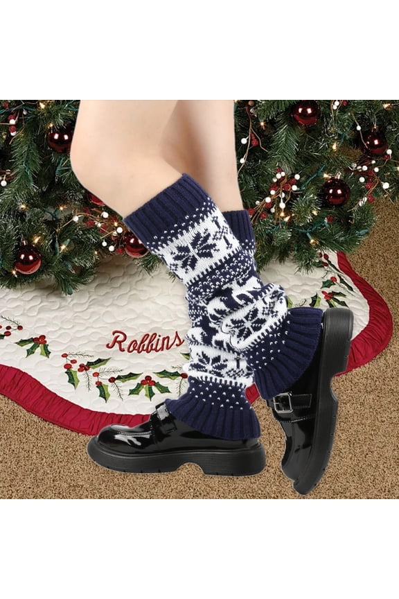 Hwkond Christmas Socks for Women Thickened Christmas Socks With Snowflake Deer Patterns Winter Warm Ankle Cuffs Cozy Knitted Leg Warmers Stacking Socks And Woolen Sock Covers For Fall Winter