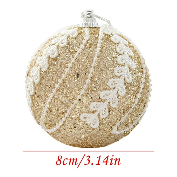 Hwkond Christmas Tree Decor Christmas Tree Decoration, Christmas Ball, Colored Ball, Dipped Powder Ball, Christmas Ornament, Single Pendant Ball, Christmas Decoration(Beige,3.14in)