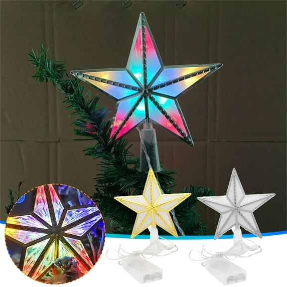 Hwkond Christmas Tree Decor Christmas Tree Top Decoration LED Glowing Star Light Mall Counter Decoration Window Layout