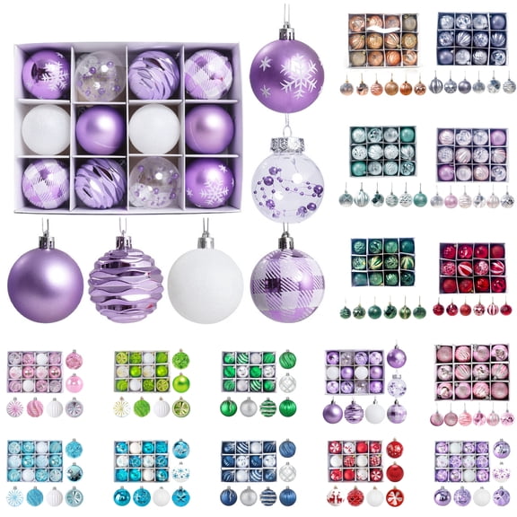 Hwkond Christmas Tree Decor Plastic Shaped Painted Balls Christmas Ornaments Balls Christmas Tree Decoration Hanging Christmas Decoration(Purple,2.36in)