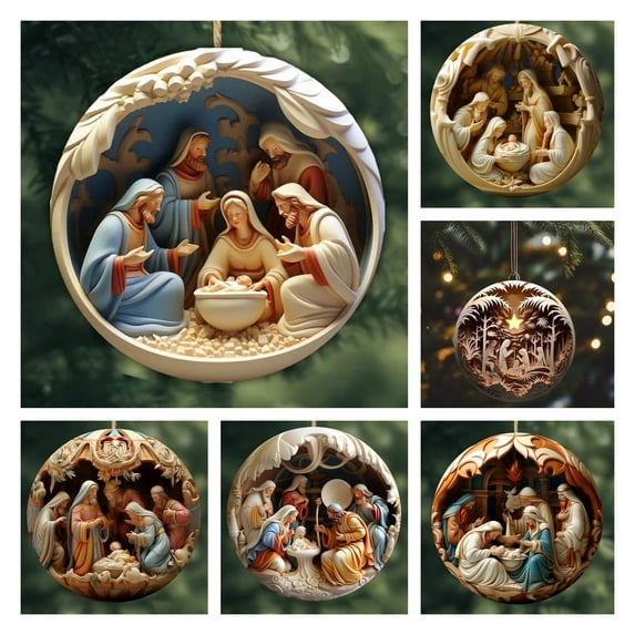 Hwkond Christmas Tree Pendant Decoration Nativity Christmas Ornament, Christmas Tree Decorations, Pendant Acrylic Car Accessories