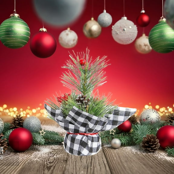 Hwkond Christmas Tree Prelit Christmas Tree Decorations Christmas Red Fruit Small Tree Desktop Ornaments Photography Props