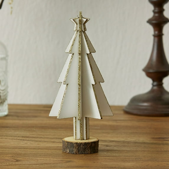 Hwkond Christmas Tree Prelit Christmas Tree Tabletop Ornament Wooden Christmas Tree Christmas Scene Setting Decoration