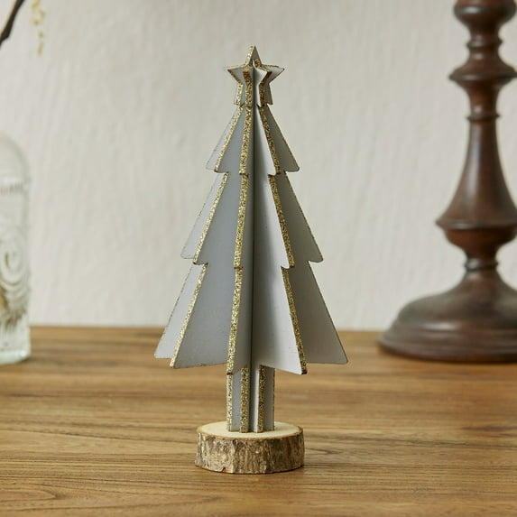 Hwkond Christmas Tree Prelit Christmas Tree Tabletop Ornament Wooden Christmas Tree Christmas Scene Setting Decoration
