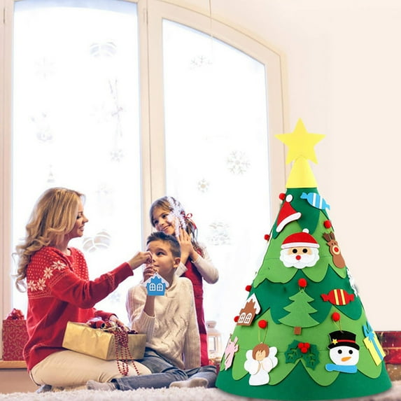 Hwkond Christmas Tree Prelit DIY Three-dimensional Cloth Christmas Tree Large Christmas Hanging Gift