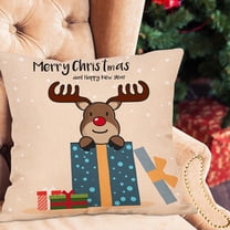 Hwkond Decorative Pillow Cover Santa Claus Linen Christmas Pillowcase Sofa Car Cushion Cover Home Decor on Clearance