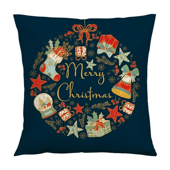 Hwkond Decorative Pillow Merry Christmas Pillow Covers Navy Blue Christmas Pillow Cases Soft Christmas Decorative Pillow Covers Xmas Holiday Throw Pillow Covers,BlueB