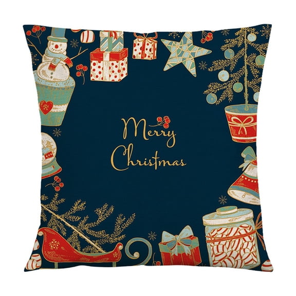Hwkond Decorative Pillow Merry Christmas Pillow Covers Navy Blue Christmas Pillow Cases Soft Christmas Decorative Pillow Covers Xmas Holiday Throw Pillow Covers,BlueC
