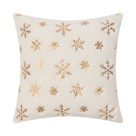 Hwkond Decorative Throw Pillows Cover Christmas Snowflake Pillow Set Sequins Embroidery Cushion Room Living Room Sofa Cushion Christmas Day Plush Pillowcase,Gold
