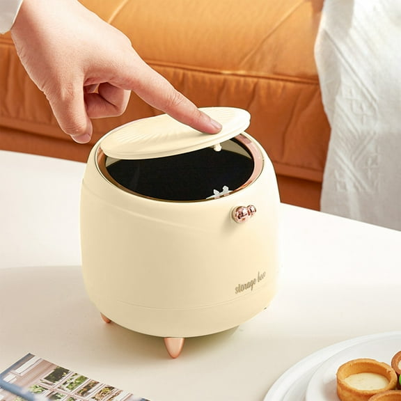 Hwkond Desk Trash Can Mini Desktop Trash Can Press Type Living Room Luxury Sundries Bucket Household Office Desk Restaurant Storage Tube Waste Basket on Clearance