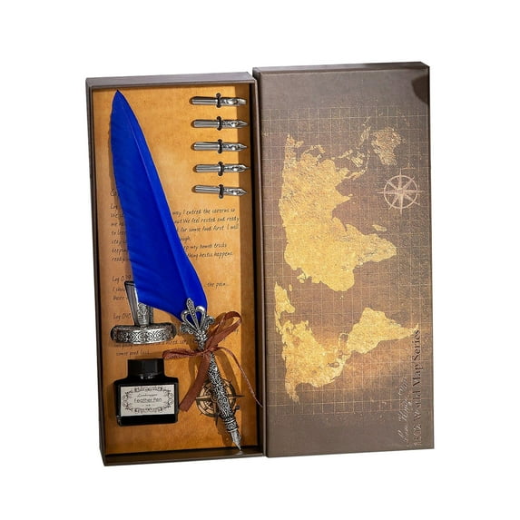 Hwkond Fountain Pen Feather Pen Calligraphy Pen And Ink Set Antique Feather Pen For Writing Painting Wedding Birthday Gifts Retro Decoration 15ML on Clearance