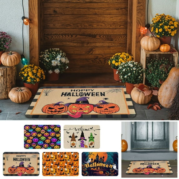 Hwkond Halloween Rugs for Living Room Halloween Pumpkin Floor Mat Water Absorbing And Dirt Entrance Mat Scary Decorative Floor Mat(40x60cm)