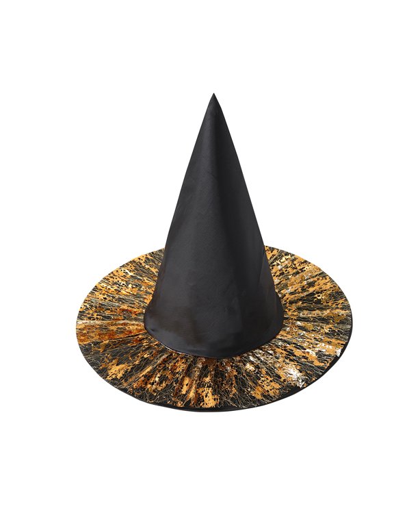 Hwkond Halloween Witch Hats, Halloween Green Witch Hat Magics Hat Witch Hat,Gold