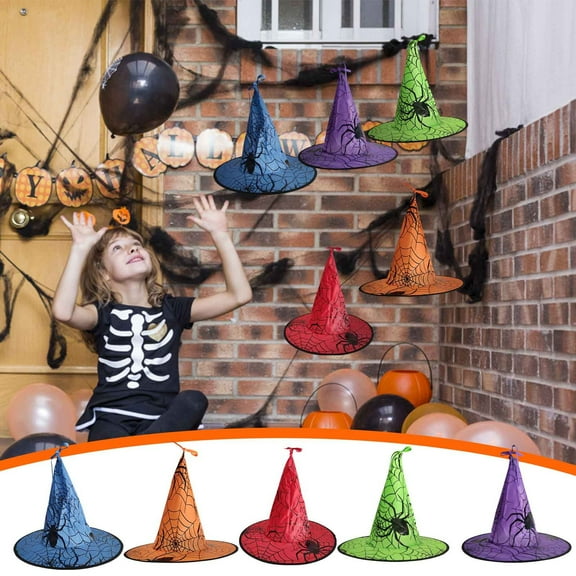 Hwkond Halloween Witch Hats, Halloween Hat Children Adult Party Dance Up Witch Hat,Orange