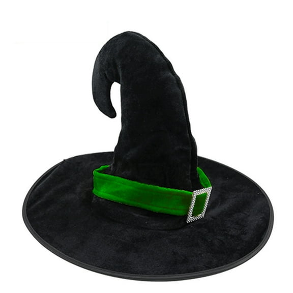 Hwkond Halloween Witch Hats, Halloween Hat Witch Witch Hook Hat Party Gold Velvet Hat Three Layer Breathable,Green
