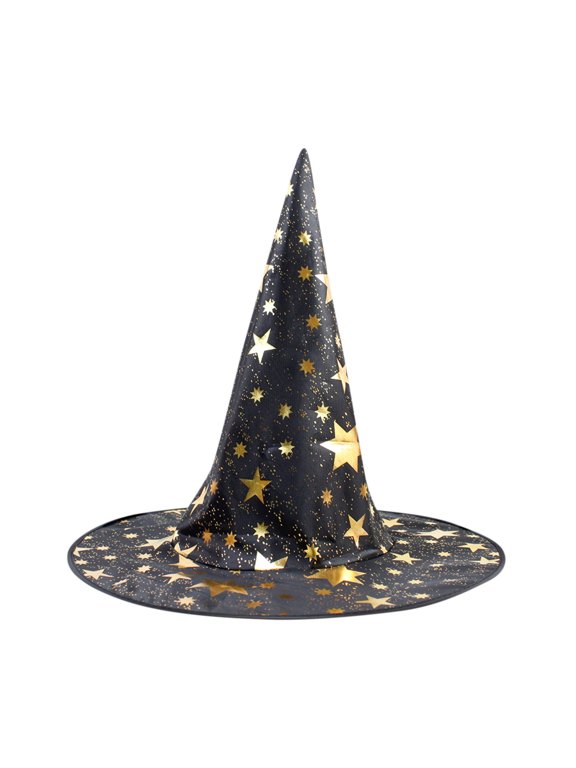 Hwkond Halloween Witch Hats, Witch Hat Halloween Makeup Ball Party Five Star Hat Children's Performance Witch Magician Pointed Hat,A