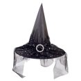 thumbnail image 1 of Hwkond Halloween Wizard Hat Halloween Witch Hat Vintage Cap Costume Accessories for Party Halloween Carnival Lace Decoration,Black, 1 of 4