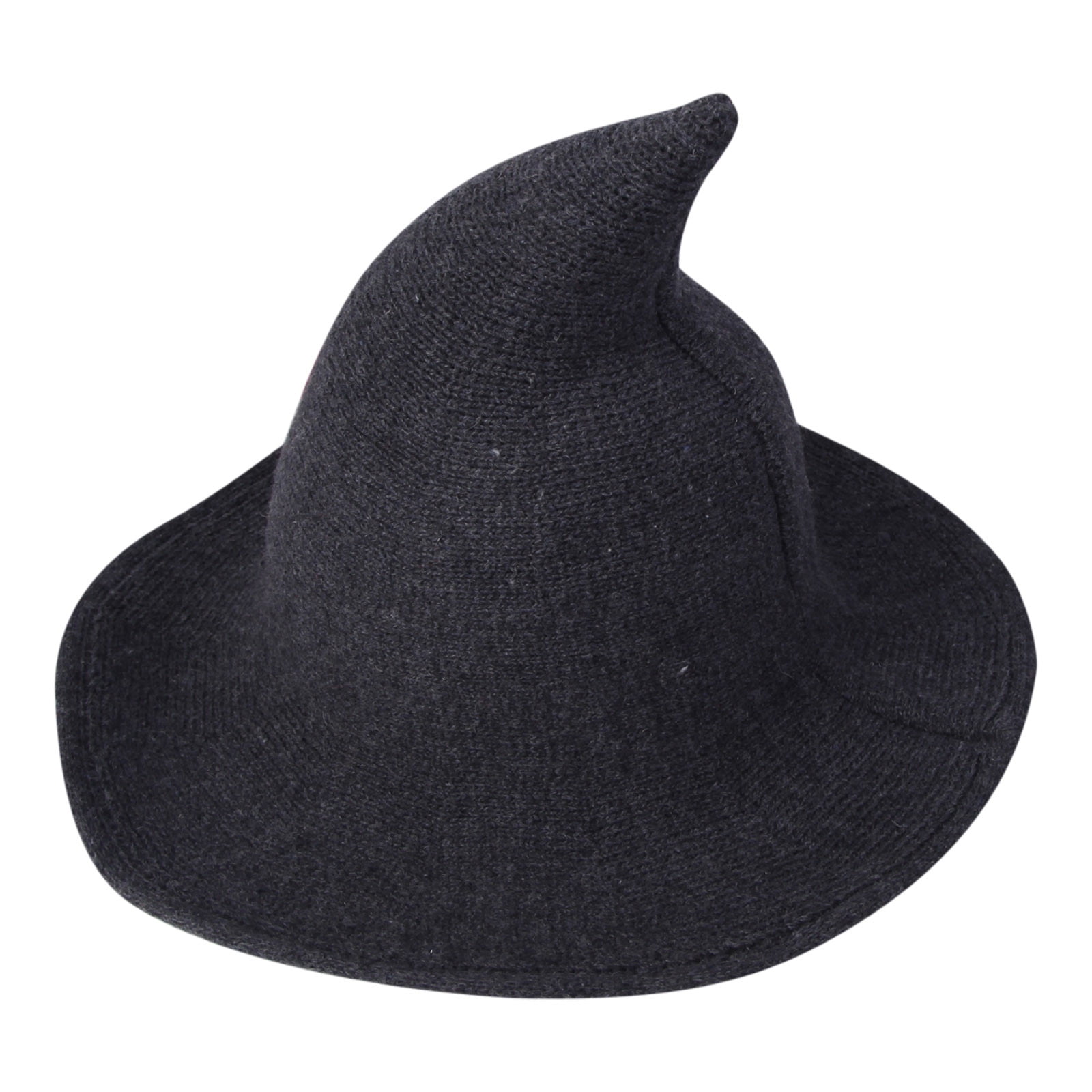 Pointed Knit Witch Hat in Charcoal Gray Knit Cap Witch Hat, Halloween Witch Hat with Pointed Top  main image 2