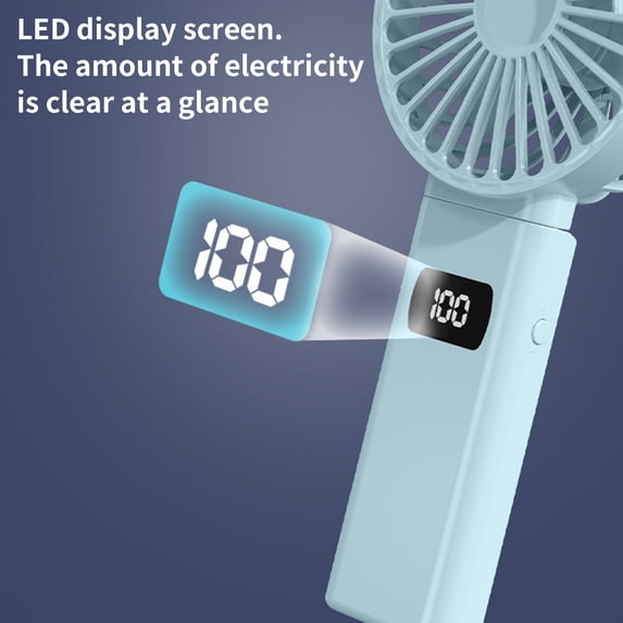 Hwkond Handheld Fan Digital Display Folding Fan USB 5-speed Rechargeable Small Fan Portable Handheld Fan on Clearance