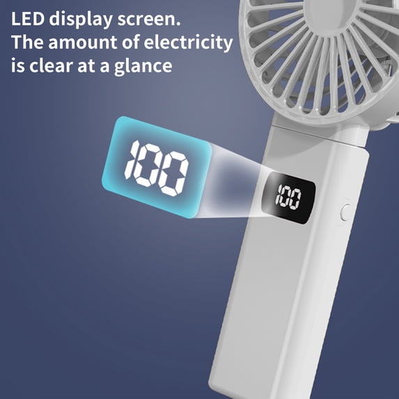 Hwkond Handheld Fan Digital Display Folding Fan USB 5-speed Rechargeable Small Fan Portable Handheld Fan on Clearance