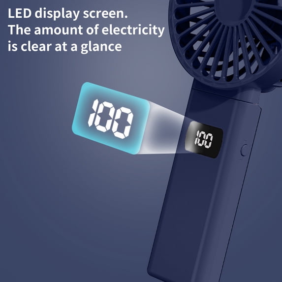 Hwkond Handheld Fan Digital Display Folding Fan USB 5-speed Rechargeable Small Fan Portable Handheld Fan on Clearance