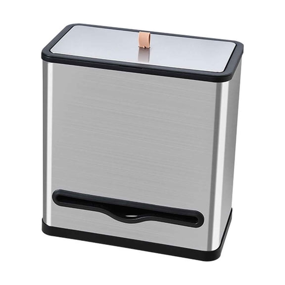 Hanging Trash Can Creativing Household Kitchen Wall Hanging Rectangle Stainless Steel Thickened Garbage Can Kitchen Leftovers Semi-automatic Open-lid Garbage Can on Clearnace