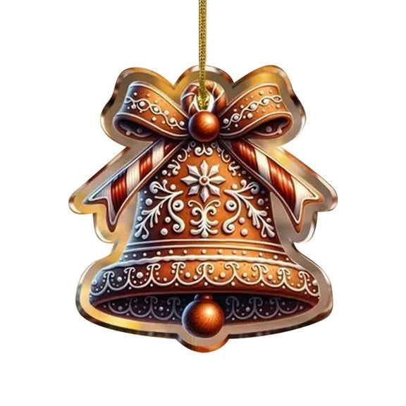 Hwkond Indoor Christmas Decor Christmas Decoration Snowman. Candles. Reindeer. Bells Pendant Acrylic Flat Christmas Pendant Car Rearview Mirror Pendant Christmas Tree Decoration 2pcs