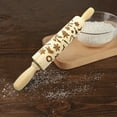 thumbnail image 1 of Hwkond Indoor Christmas Decoration Kitchen Wood Rolling Pin Engraved Carved Embossed Christmas Rolling Pin Tool,BrownA, 1 of 3
