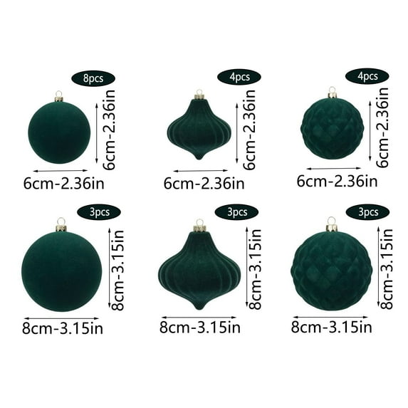 Hwkond Indoor Christmas Decorations Balls Velvet Christmas Balls 25pcs Flocked Christmas Tree Ornaments Assortment For Xmas Tree Holiday Decor,Green