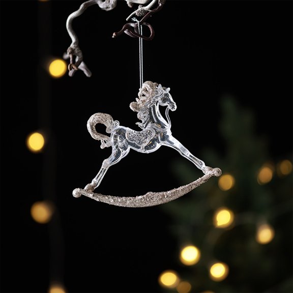 Hwkond Indoor Christmas Decorations Christmas Tree Ornament Crystal Carousel Horse Pumpkin Carriage Wreath Decorative Hanging Decoration Festival Decor Up To 30% Off