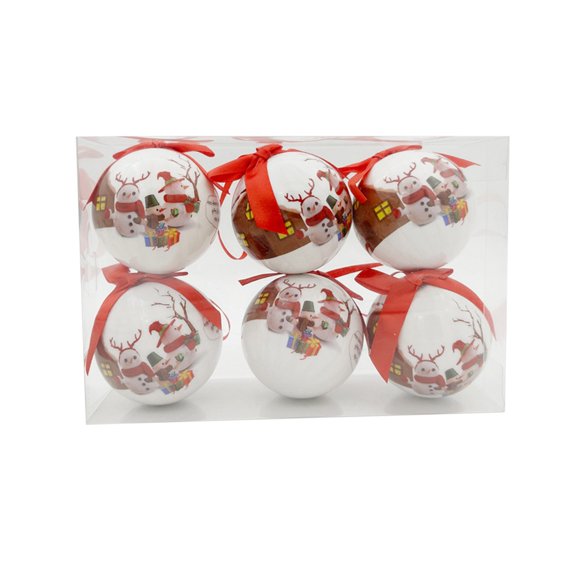 Hwkond Indoor Christmas Decorations High Definition Color Printed Christmas Balls High End Hand Made Stickers Christmas Balls Crystal Christmas Tree Ornaments(MulticolorE,3.14in)