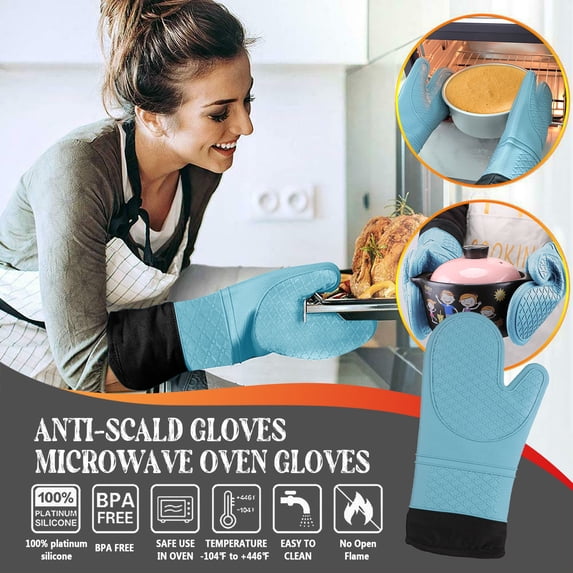 Hwkond Kitchen Mitts for Oven Clearance Kitchen Cooking Microwave Oven Gloves Pot Mat Insulation Protection