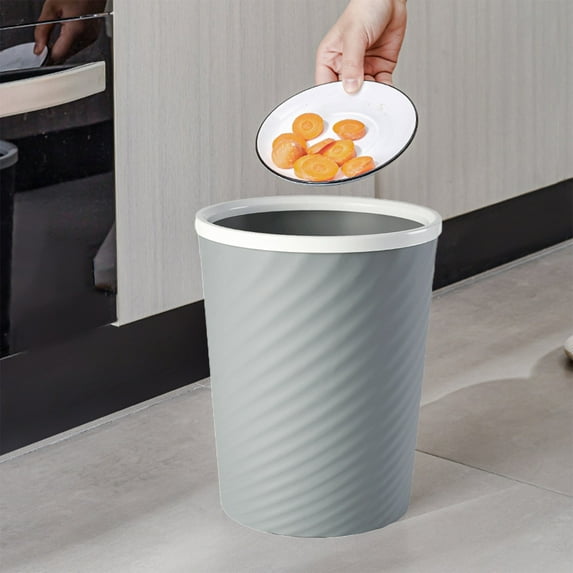Hwkond Kitchen Trash Can Striped Waste Bin Home Office Kitchen Waste Bin Pressure Ring Wastepaper Basket Waste Bin Suitable For Home Kitchen Bathroom Garage on Clearance