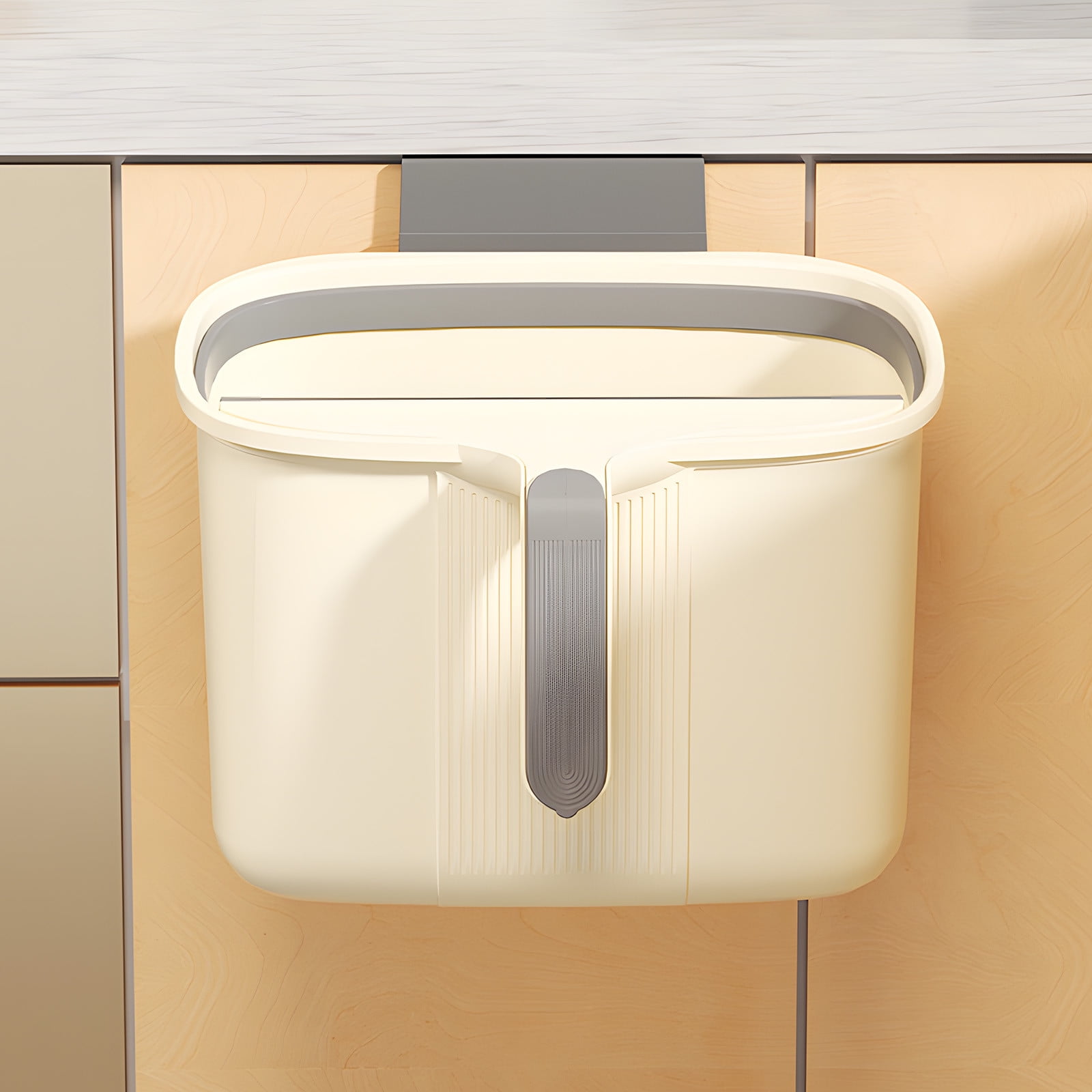 Kitchen Trash Can Wall Mounted Scraper Integrated WastebasketWall ...